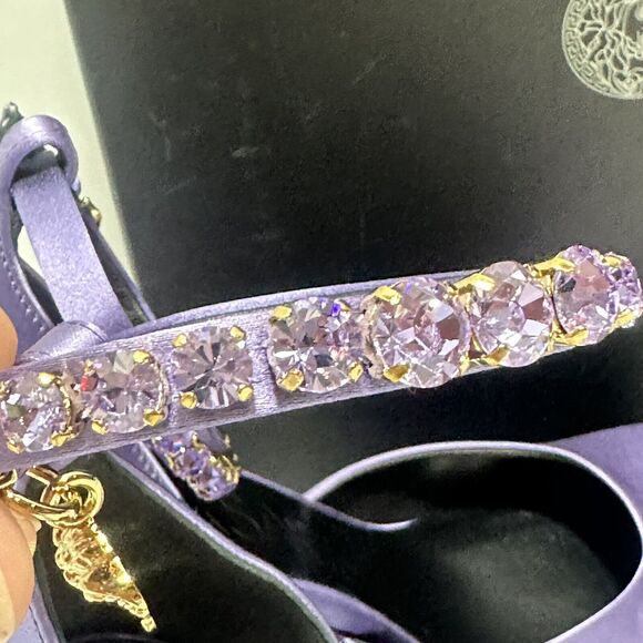 Versace Aevitas IT 37 US 7 Platform Purple Orchid Satin Pump Crystal NWB $1,575 - Picture 11 of 14